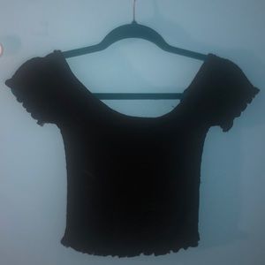 off the shoulder cropped shirt